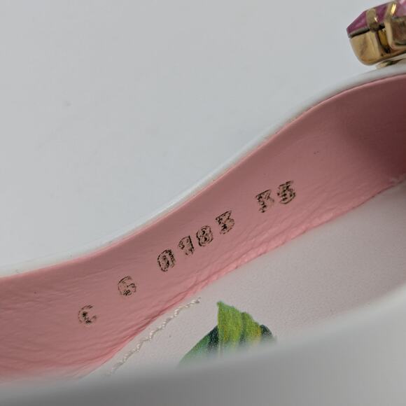 Dolce & Gabbana Jeweled Bellucci Floral Print Slingback Heels White and Pink 35 - Picture 8 of 16